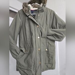 Tommy Hilfiger Olive Utility Jacket with Faux Fur Hood